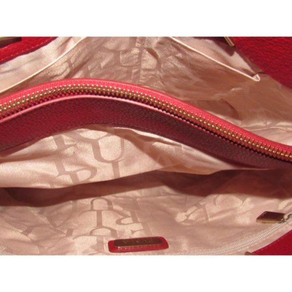 Furla St Alice True Red Leather Gold Accents Satchel - Picture 8 of 12